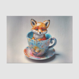 Whimsisches Fox-Kit im Teacup-Dekoupage-Papier Seidenpapier