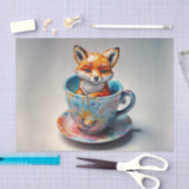 Whimsisches Fox-Kit im Teacup-Dekoupage-Papier Seidenpapier (Handwerk)