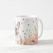 Whimsisches französisches Bulldog mit floralen Akz Kaffeetasse (VorderseiteRechts)