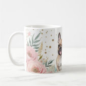 Whimsisches französisches Bulldog mit floralen Akz Kaffeetasse (Links)