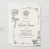 Whimsisches französisches Fun Hand gezogenes Braut Einladung (Vorderseite)