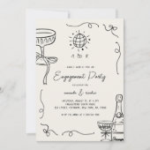 Whimsisches französisches Vergnügen-Hand-Engagemen Einladung (Vorderseite)