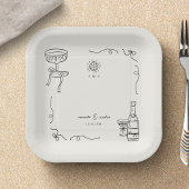 Whimsisches französisches Vergnügen-Hand-Engagemen Pappteller