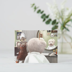 Whimsisches Friseursalon Ankündigungspostkarte