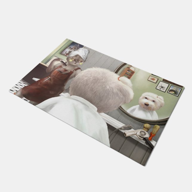 Whimsisches Friseursalon Fußmatte (Schrägansicht)