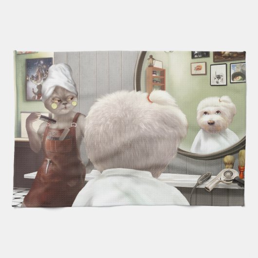 Whimsisches Friseursalon Geschirrtuch (Horizontal)
