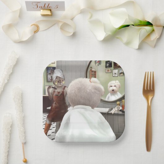 Whimsisches Friseursalon Pappteller (Hochzeit)