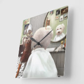 Whimsisches Friseursalon Quadratische Wanduhr (Winkel)