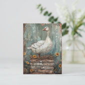 Whimsisches Gänse auf einem Nest Postkarte (Stehend Vorderseite)