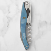 Whimsisches Gelbröllenblauer Kopf Augen Blaue Krei Kellnermesser (Rückseite)