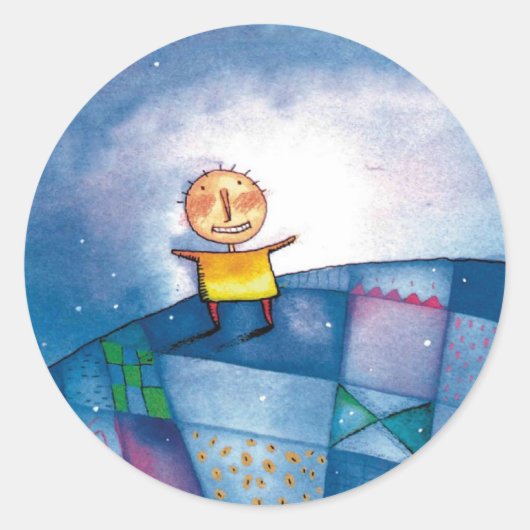 whimsisches Gemälde Runder Aufkleber (Vorderseite)