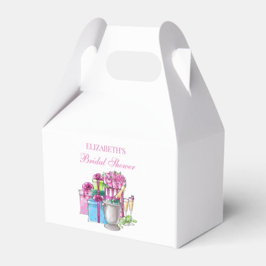 Whimsisches Geschenk Champagner Rose Brautparty Geschenkschachtel (Vorderseite)