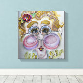 Whimsisches Gesicht auf der Leinwand (Insitu (Holzboden))