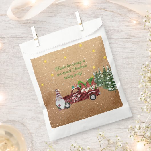 Whimsisches Gnome in Red Truck Weihnachtsgebäck Pa Geschenktütchen (Ausgeschnitten)