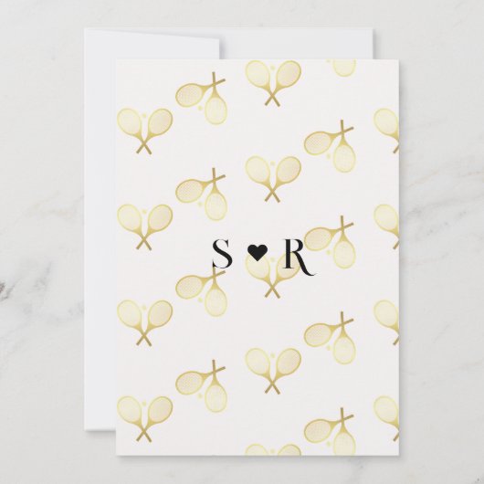 Whimsisches Goldenes Tennis Save The Date (Rückseite)