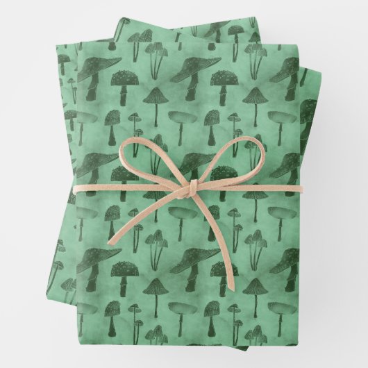 Whimsisches grünes Pilz Geschenkpapier Set (Beispiel)