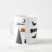 Whimsisches Halloween 'BOO' mit Spooky-Charakter Kaffeetasse (Vorderseite Links)