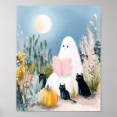 Whimsisches Halloween-Buch Lover Ghost Black Cats Poster (Vorne)
