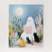 Whimsisches Halloween-Buch Lover Ghost Black Cats Puzzle (Vertikal)
