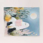 Whimsisches Halloween-Buch Lover Ghost Black Cats Puzzle (Horizontal)