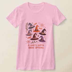 Whimsisches Halloween-Hutstickerei - T-Shirt