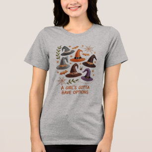 Whimsisches Halloween-Hutstickerei - Tri-Blend Shirt
