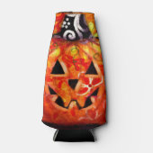 Whimsisches Halloween-Jack-O-Lantern Abstrakt Flaschenkühler (Vorderseite)