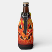 Whimsisches Halloween-Jack-O-Lantern Abstrakt Flaschenkühler (Flasche Rückseite)