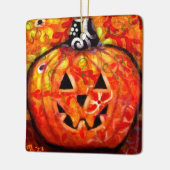 Whimsisches Halloween-Jack-O-Lantern Abstrakt Keramikornament (Links)