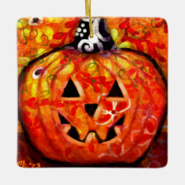 Whimsisches Halloween-Jack-O-Lantern Abstrakt Keramikornament