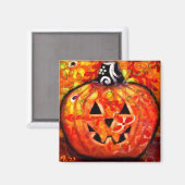 Whimsisches Halloween-Jack-O-Lantern Abstrakt Magnet (Vorderseite/Rückseite)