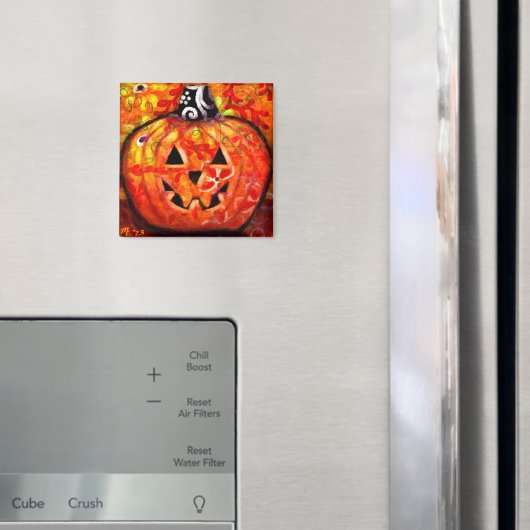 Whimsisches Halloween-Jack-O-Lantern Abstrakt Magnet (In Situ (Kühlschrank))