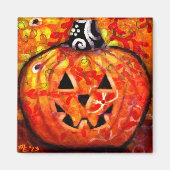 Whimsisches Halloween-Jack-O-Lantern Abstrakt Magnet (Vorne)