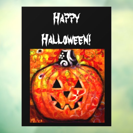 Whimsisches Halloween-Jack-O-Lantern Abstrakt-Oran Fensteraufkleber (Blatt 3)