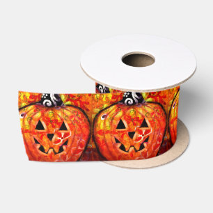 Whimsisches Halloween-Jack-O-Lantern Pumpkin Satinband