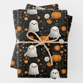 Whimsisches Halloween-Niedliches Ghosts & Pumpkins Geschenkpapier Set (Beispiel)