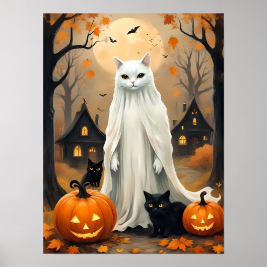 Whimsisches Halloween Night - Ghoful Cat Poster (Vorne)