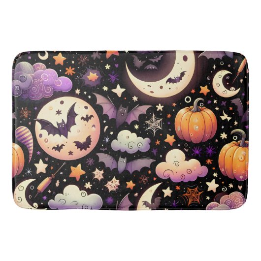 Whimsisches Halloween Night Sky Muster Badematte (Vorderseite)