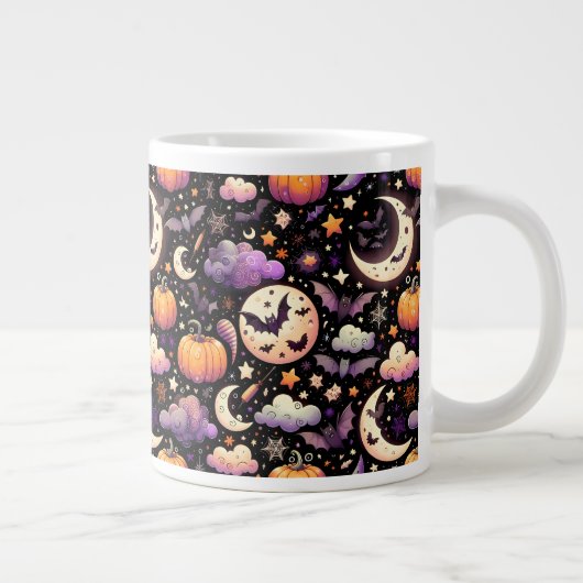 Whimsisches Halloween Night Sky Muster Jumbo-Tasse (Rechts)