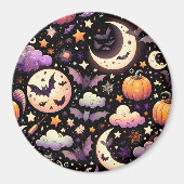 Whimsisches Halloween Night Sky Muster Magnet (Vorne)