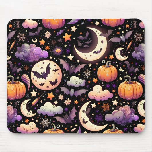 Whimsisches Halloween Night Sky Muster Mousepad (Vorne)