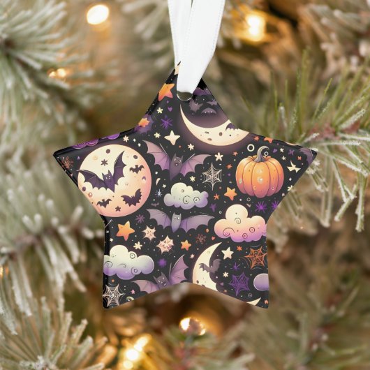Whimsisches Halloween Night Sky Muster Ornament (Baum)
