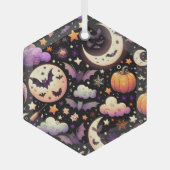 Whimsisches Halloween Night Sky Muster Ornament Aus Glas (Vorderseite)
