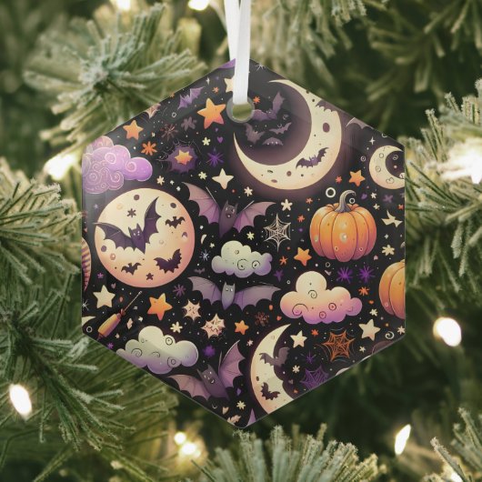 Whimsisches Halloween Night Sky Muster Ornament Aus Glas (Insitu)
