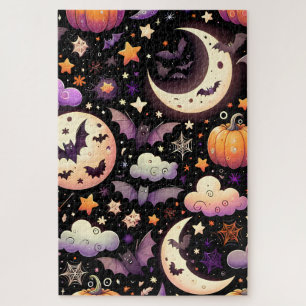 Whimsisches Halloween Night Sky Muster Puzzle