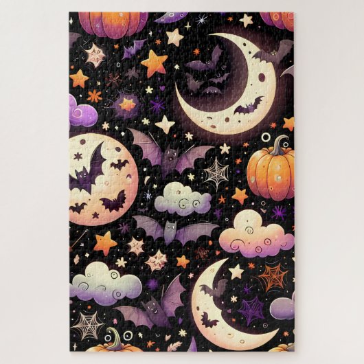 Whimsisches Halloween Night Sky Muster Puzzle (Vertikal)
