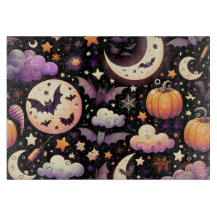 Whimsisches Halloween Night Sky Muster Schneidebrett