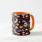 Whimsisches Halloween Night Sky Muster Tasse (VorderseiteRechts)