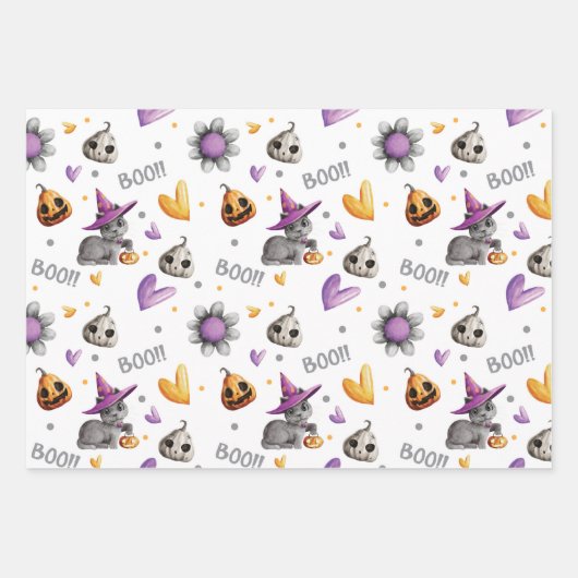 Whimsisches Halloween-Set von 3 Geschenkpapier Set (Vorderseite)