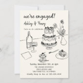 Whimsisches Handgezeichnetes, undurchsichtiges Eng Einladung (Vorderseite)